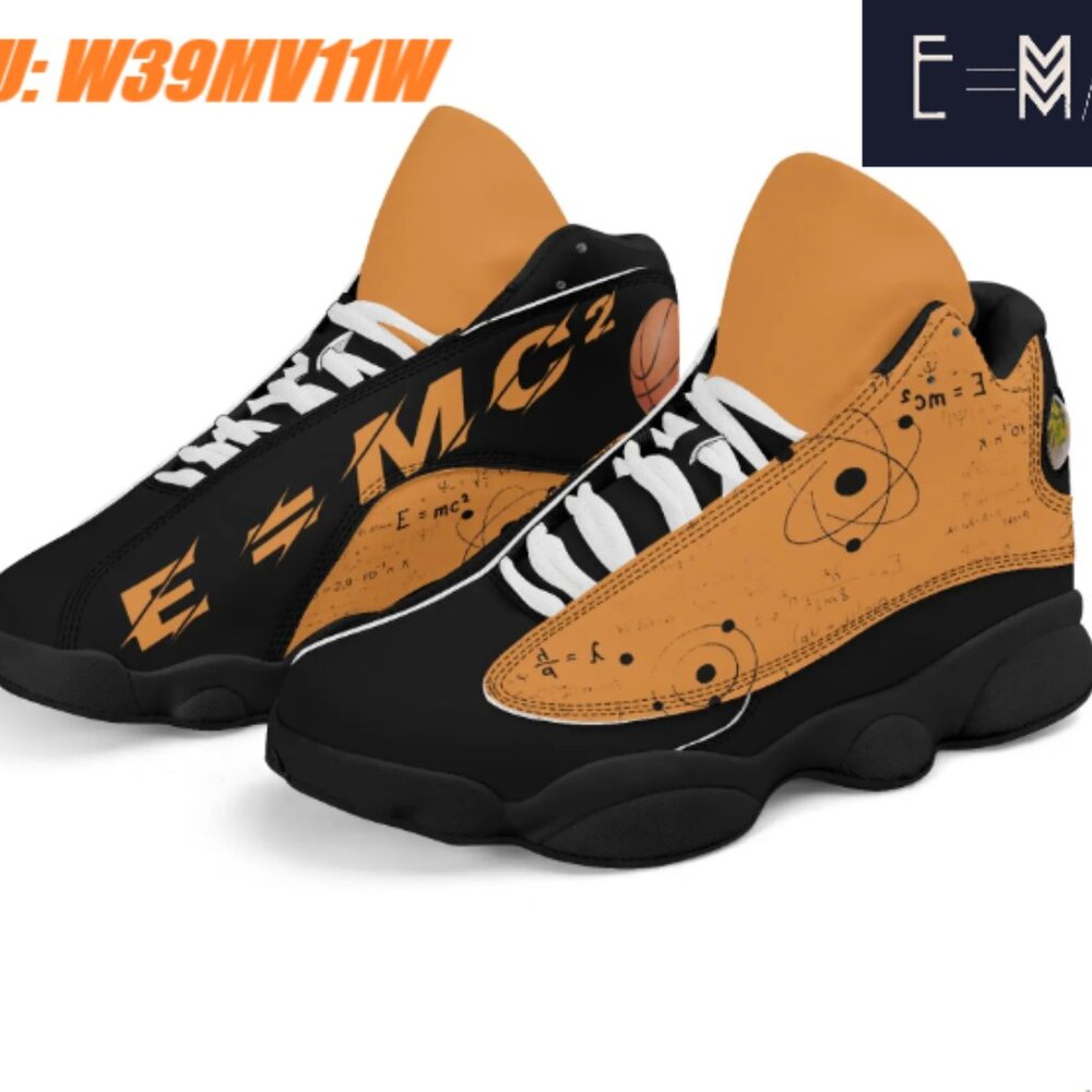 E=M/C2 Ballers Edition Men's Orange PU Leather Basketball Shoes sneakers acti